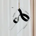 Modern hanging glass hydroponic metal vase, minimalist tabletop plant container with twine. - Spiral Flower Hydroponic / Black