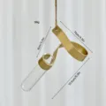 Glass hydroponic metal flower vase, modern minimalist hanging gold ribbon design for home decor. - Spiral Flower Hydroponic / Gold
