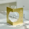 Glass hydroponic vase with gold metal stand, modern minimalist desktop home decor. - HOME Right Angle Round Bottle Hydroponic / Gold
