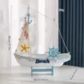 Modelo de velero mediterráneo adorno de madera náutico decoración del hogar con ancla y red - Barco De Soporte Grande