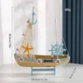 Modelo de velero mediterráneo decoración náutica barco de madera vintage adorno de mesa - Barco De Soporte Mediano Amarillo