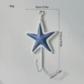 Patère murale en fer en forme d'étoile de mer, crochet décoratif bleu et blanc pour la maison. - Lot de 10 Crochets Étoile de Mer Bleu Bord Blanc