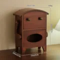 Solid wood tissue box desktop storage drawer, creative robot paper holder organizer. - Round Head Drawer Tissue Box / Old Wood Finish