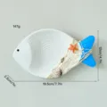 Mediterranean style wooden fish wall hanging home decor with net and shell details 19.5cm - Small Fish Plate / White