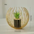 Gold iron art hollow round flower pot desktop ornament minimalist home decoration - Large Round