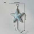 Patère murale étoile de mer style méditerranéen, porte-manteau décoratif en fer pour la maison. - Lot de 10 Crochets Étoile de Mer Bleu Clair Bord Gris