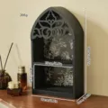 Wooden gothic arch wall shelf multi-tier crystal display rack home decor storage - 2-Grid Hollow Shelf / Black