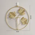 Nordic iron wall hanging flower vase, golden leaf plant holder for living room decor. - Round 3 Maple Leaves With Test Tube