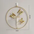Nordic iron wall hanging flower vase with golden butterflies and glass tube for home decor. - Round 3 Butterflies With Test Tube
