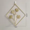 Nordic iron art wall hanging vase with gold geometric frame and glass tube for plants - Rhombus 4 Maple Leaves With Test Tube