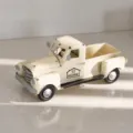 Ornamento per camioncino in metallo vintage decorazioni casa modello auto in ferro. - Pickup Bianco Vintage HOME