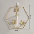 Nordic iron wall hanging flower vase geometric metal plant holder home decor 26x25.5cm - Hexagon 3 Maple Leaves With Test Tube