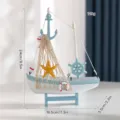 Ornamento de modelo de velero de madera mediterráneo azul blanco decoración 24cm - Barco De Soporte Pequeño Azul Claro