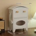 Solid wood desktop tissue box creative smiley robot storage drawer organizer for home office - Round Head Drawer Tissue Box / White