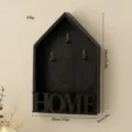 Nordic wooden wall key holder, black house shape with hooks and home text, home decor SKU - HOME Key Rack / Black