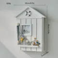 Caja de llaves de pared de madera estilo mediterráneo con faro y gaviota, organizador 22x30cm - Portaveses de Gaviota de Red de Pesca Mediterráneo