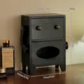 Wooden tissue box desktop storage drawer creative robot shape black home decor style - Flat Head Drawer Tissue Box / Black