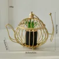Gold iron teapot planter, modern geometric succulent pot for living room home decor. - Tea Pot