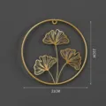 Nordic gold ginkgo leaf metal wall hanging decor creative round wall art pendant 21cm - Golden Hollow Ginkgo Leaf Small Circle