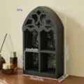 Gothic style wooden wall shelf multi-tier display rack for home decor and crystal storage. - 4-Grid Hollow Shelf / Black