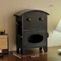 Solid wood tissue box desktop storage drawer creative smiling robot paper organizer 20x26cm - Round Head Drawer Tissue Box / Black