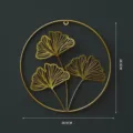 Nordic gold ginkgo leaf metal wall decor round hanging ornament 28.5cm for home living room - Golden Hollow Ginkgo Leaf Large Circle