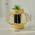 Gold Iron Succulent Planter Decorative Pot Modern Metal Tabletop Ornament for Home - Lantern