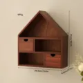 Rustic Wooden House Wall Shelf with 2 Drawers Storage Box Key Holder Home Decor - House Shelf with Drawer / Old Wood Finish