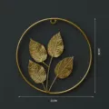 Decorazione murale in metallo foglia di ginkgo dorata nordica arte da appendere 21cm - Cerchio 4 Foglie Dorato