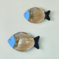Wooden fish wall decor, Mediterranean style 3D animal hanging pendant for home room. - Set of 2 Fish Plates / Vintage Color