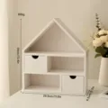 Nordischer Holz Haus Tisch Organizer mit Schubladen und Regalen fur die Heimdeko. - Haus Regal mit Schublade / Weiß