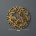 Decorazione da parete appendibile in metallo dorato con foglie di monstera, stile chic. - Grande Cerchio Foglia di Monstera Dorata