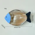 Mediterranean wooden fish wall hanging decor, rustic blue and white finish, perfect for home. - Small Fish Plate / Vintage Color