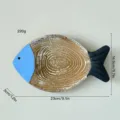 Wooden fish wall decor Mediterranean style hanging ornament for living room kids room - Large Fish Plate / Vintage Color