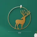 Decorazione murale cervo dorato nordico, elegante arte rotonda per la parete di casa. - Cerchio B di Alce Dorato