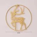 Nordico Oro Geometrico Cervo Decorazione Parete Metallo Arte Casa Moderna Rotondo 25CM - Cerchio Singolo Alce Inciso al Laser