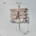 Patère Murale en Bois Style Méditerranéen avec Décor Étoile de Mer Coquillage pour Maison - Couleur Bois Lot de 4 Crochets Étoile de Mer