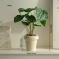 Artificial potted plant Nordic style green faux foliage desktop decor ceramic pot 28cm - High Cup 12-Head Watermelon Leaf Set with Pot