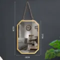 Specchio da parete in ferro dorato nordico, design ottagonale, ideale per bagno o corridoio. - Piccolo Rettangolare