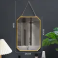 Specchio da parete sospeso in ferro dorato stile nordico per bagno camera da letto. - Grande Rettangolare