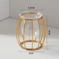 Modern gold metal wire frame glass vase for hydroponic plants tabletop home decor 9cm - Semicircle / Gold