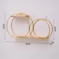 Modern gold metal round wall shelf with wooden boards for bedroom and living room decor. - Gold Double Circle