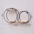 Round wall mounted iron and wood storage shelf with dimension marks for living room bedroom decor - Black Double Circle