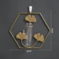 Geometric Iron Wall Hanging Glass Vase Ginkgo Leaf Art Flower Pot Home Decor 26x24CM - Hexagon Ginkgo Leaf with Test Tube