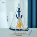 Mediterranean wooden sailboat model ornament rustic nautical home desk decor craft - Large Anchor Yellow Starfish Sailboat