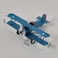 Handmade metal iron WWII biplane fighter aircraft model vintage toy desktop ornament decor - Blue Five-Star Airplane