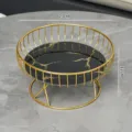 European luxury fruit basket with gold wire frame and black marble tray for home decor. - Small (23x12cm) / Black Gold Pattern