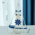 Mediterranean wooden sailboat model miniature desktop home office decorative ornament. - Large Lifebuoy Helm Sailboat