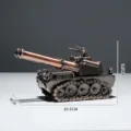 Retro handmade iron tank model ornament, industrial steampunk style decor for home. - Tank / Iron Bronze
