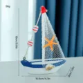 Mediterranean wooden sailboat model desktop ornament creative nautical home decor. - White Sail Starfish Shell Sailboat